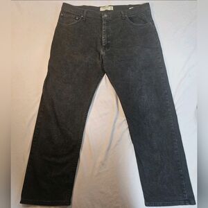 Wrangler Premium Jeans Mens 38x30 Black Regular Fit Stretch Denim Straight